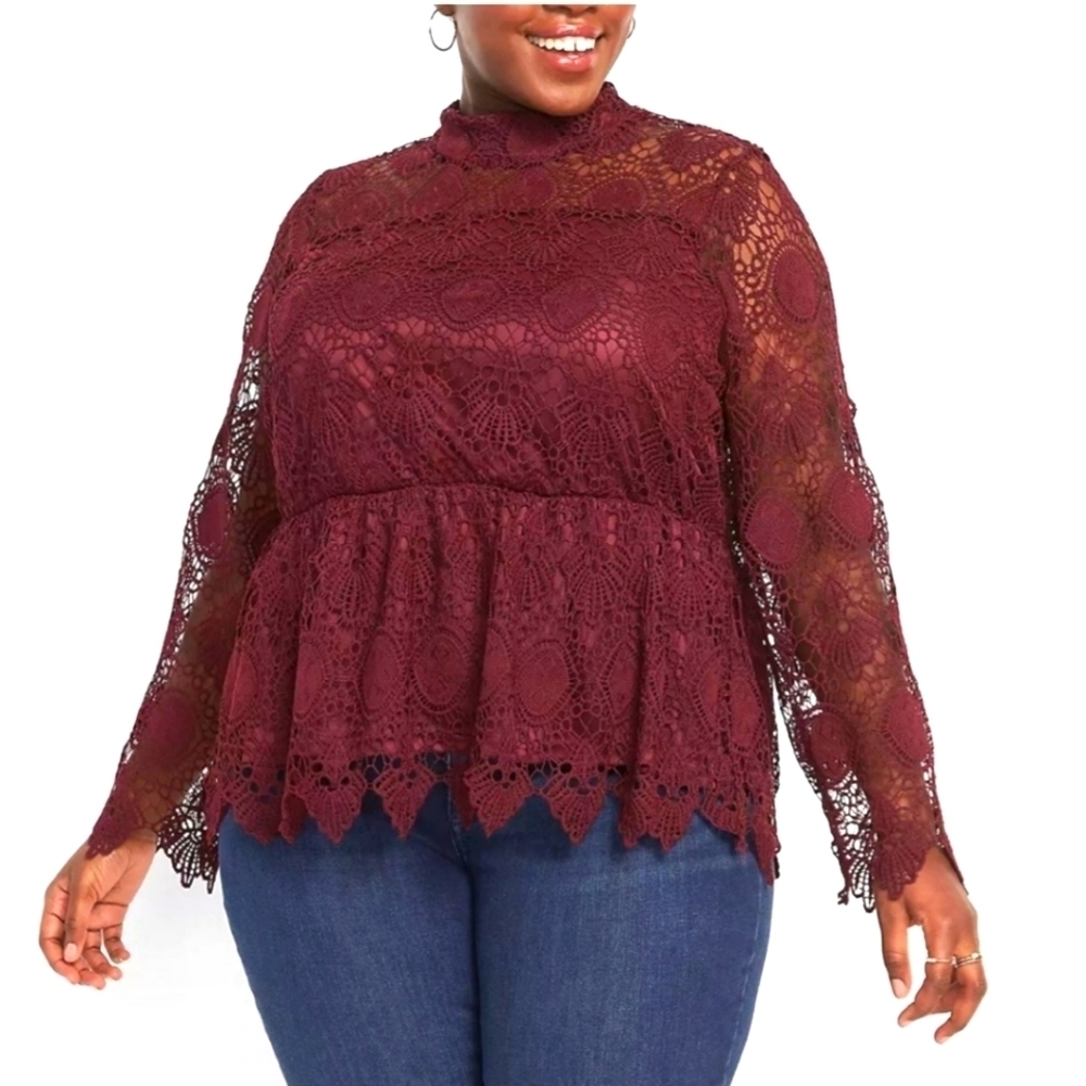 Lane bryant lace peplum top